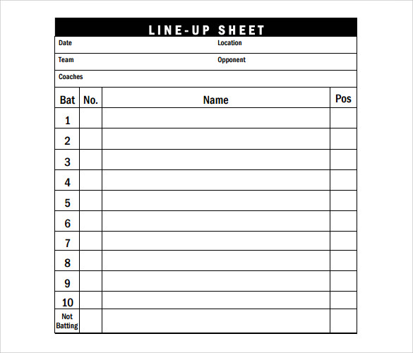 Baseball Lineup Template Word