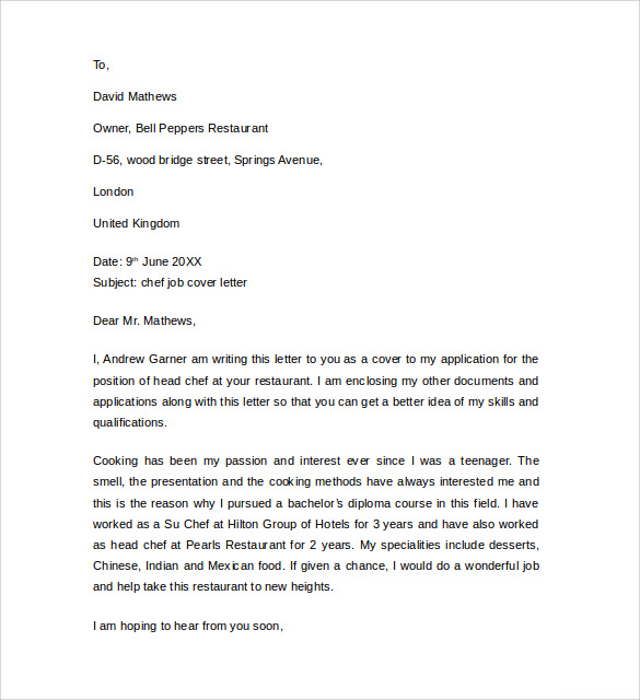 cover letter example for job 13 download free