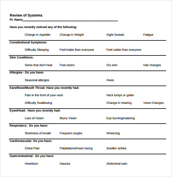Sample Review Of Systems Template 7 Free Documents In PDF Word