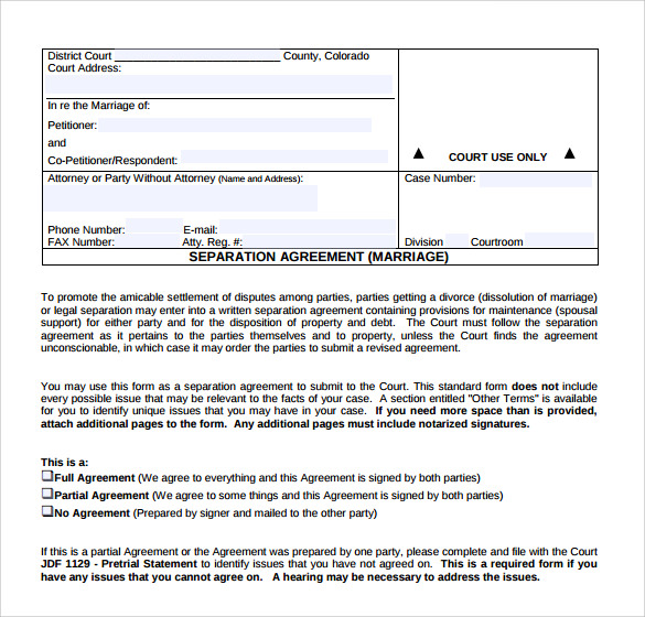 Separation Agreement Template 8+ Download Free Documents In PDF