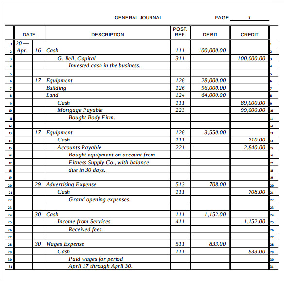 General Ledger Template Pdf