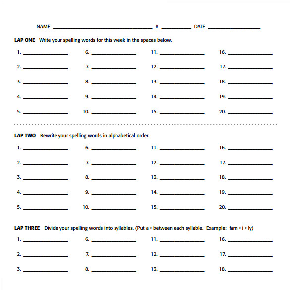 Spelling Test Template 25 Words Pdf Free