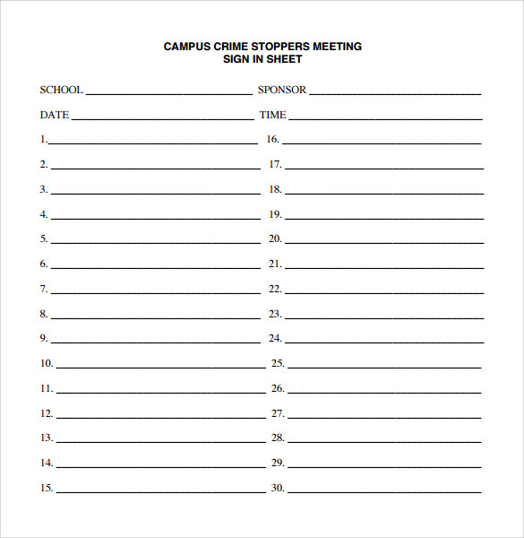 Meeting Sign In Sheet Template Sample Template Inspiration