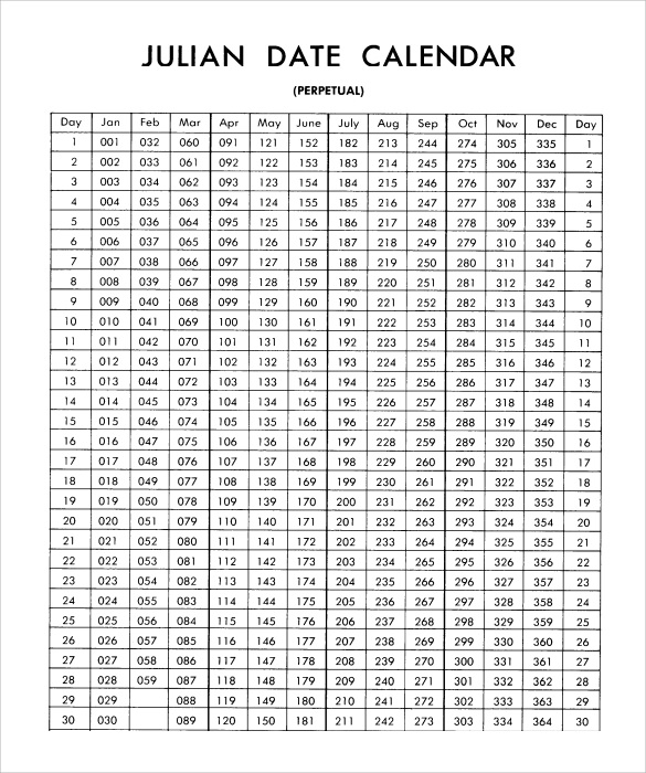 Julian Date Calendar Printable Printable World Holiday