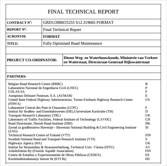 Technical Report Template 7+ Download Free Documents In PDF , Word