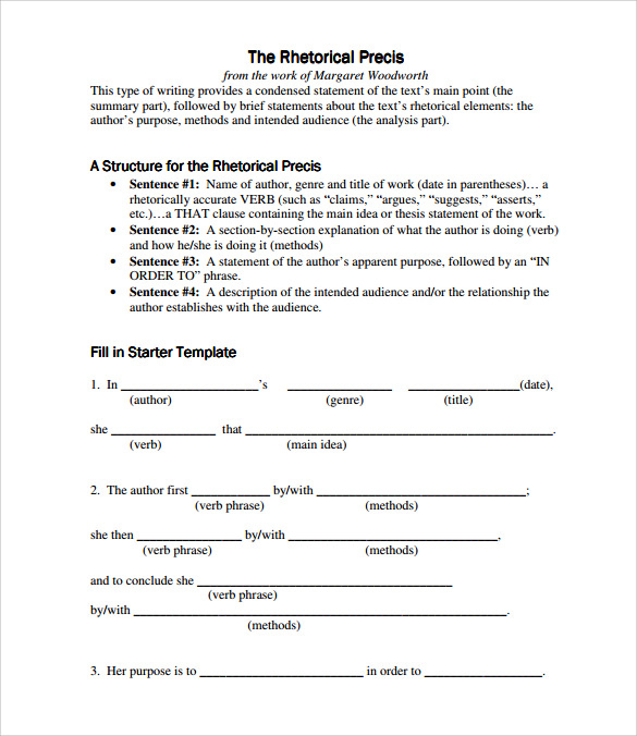 Rhetorical Precis Template 10  Download Documents In PDF Sample