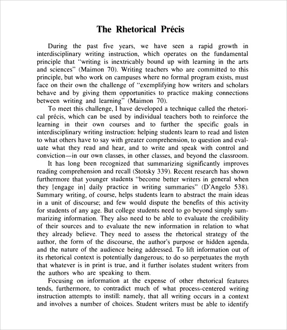 Rhetorical Precis Template 10+ Download Documents In PDF Sample