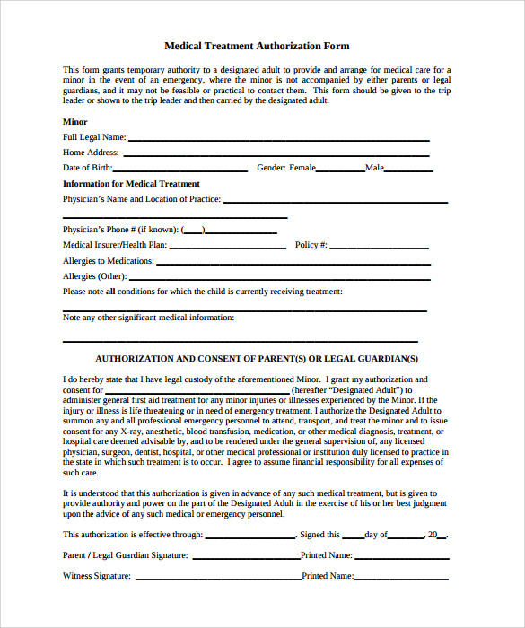 Sample Medical Treatment Authorization Letter 9 Free Examples Format 1471