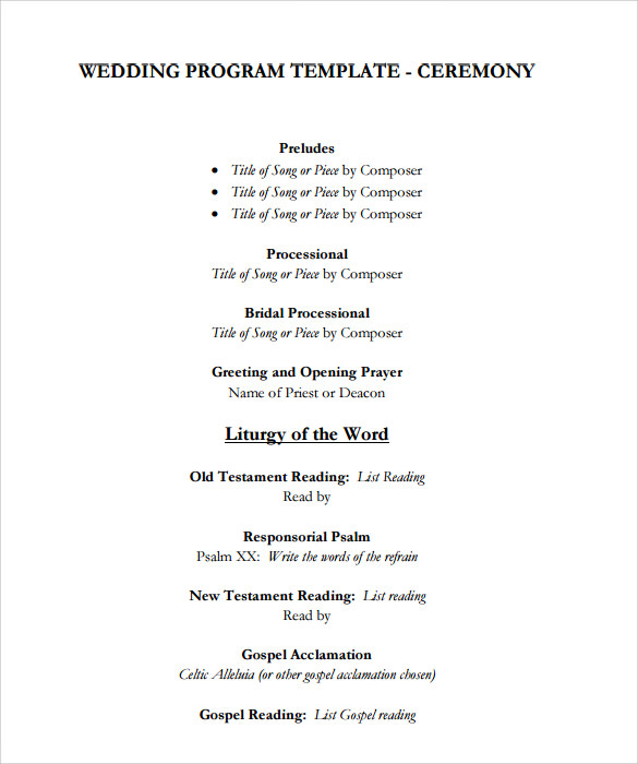 Wedding Program Psd Template Design