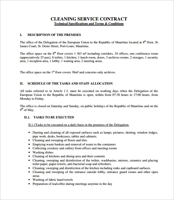 Cleaning Contract Template Free