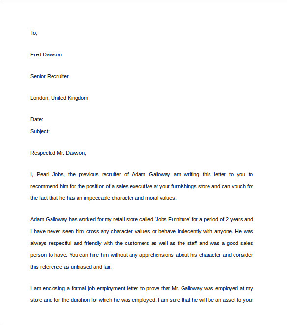 Free Character Letter Template