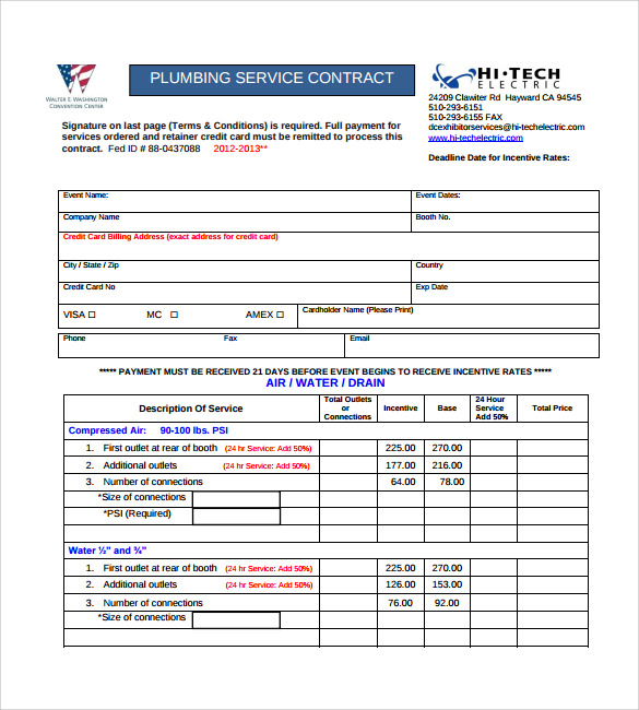 Free Plumbing contract template