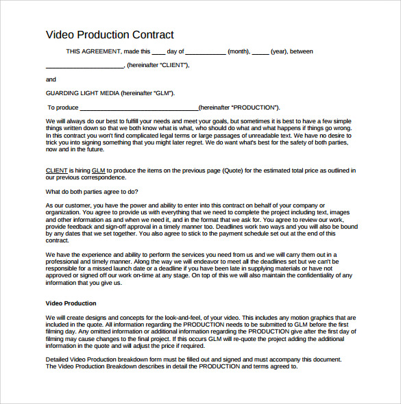 videography contract template Example