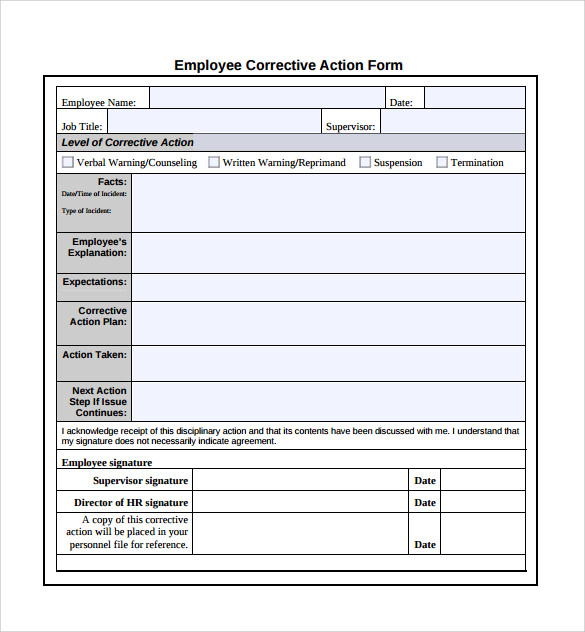 Sample Corrective Action Plan Template 9  Documents in PDF Word