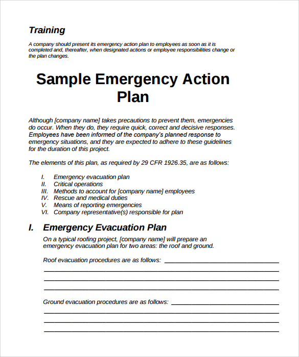 Sample Of An Emergency Response Plan