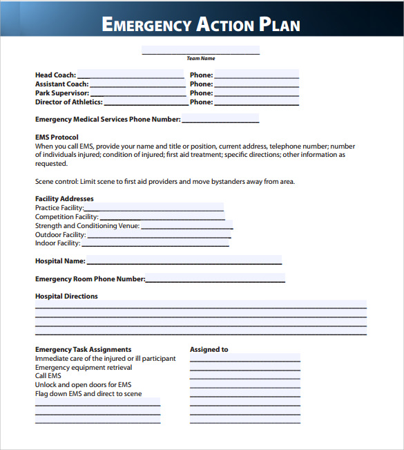 Free Sample Emergency Action Plan Templates In Ms Word Pdf