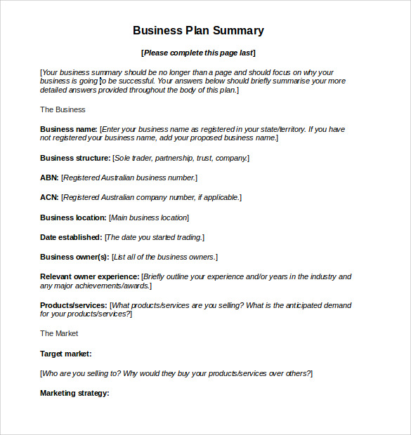Business plan templates