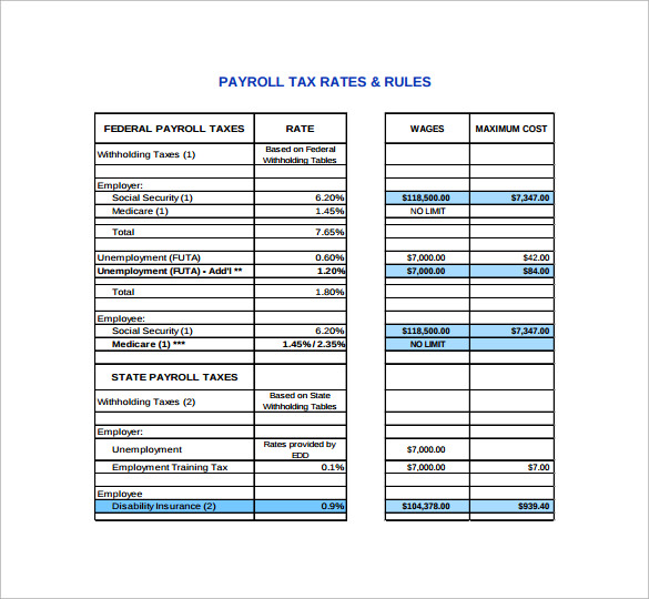 Sample Payroll Tax Calculator 7 Free Documents In Pdf Excel 