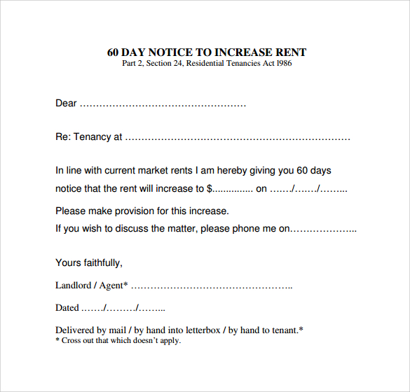 Rent Increase Letter 8 Download Free Documents In PDF Word