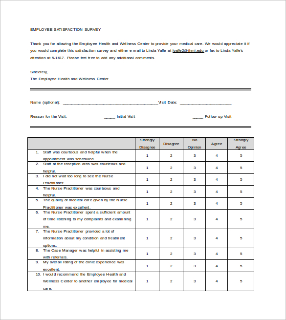 Sample Satisfaction Survey Template Free Documents In Word Pdf