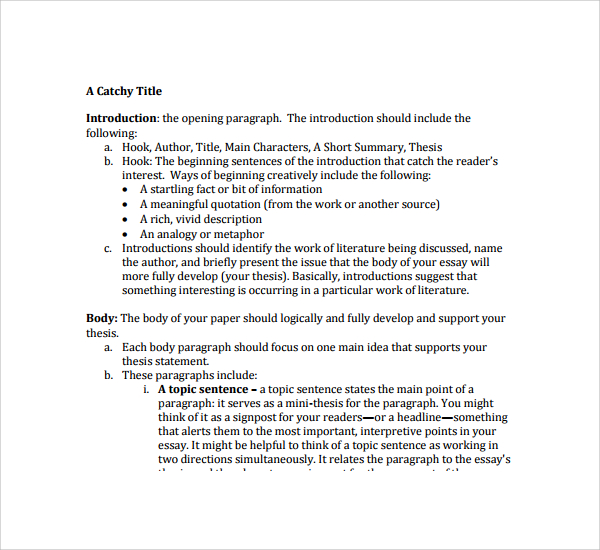 Analytical essay example outline