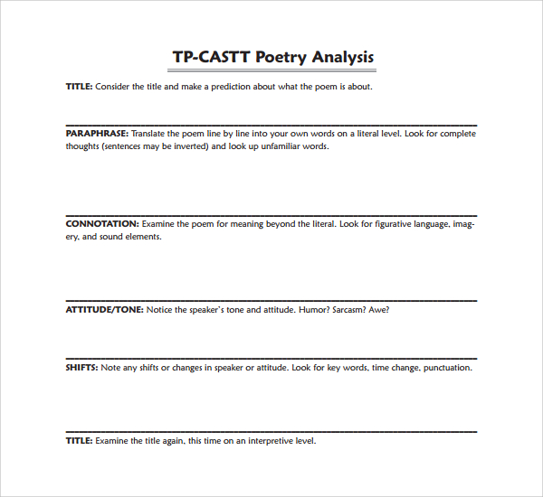 Sample Poetrys Analysis Template 9 Free Documents In Pdf 0786