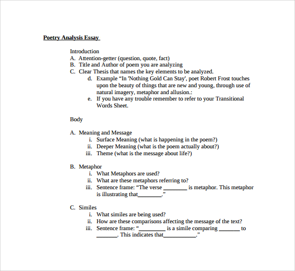 Sample Poetry’s Analysis Template - 9+ Free Documents in PDF