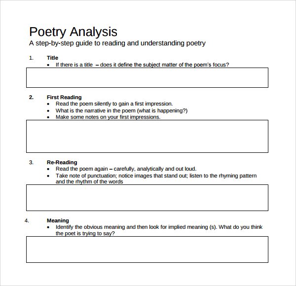 Poetry s Analysis Template 9 Download Free Documents In PDF