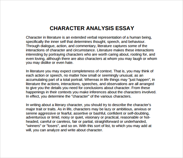 Character sketch essay template