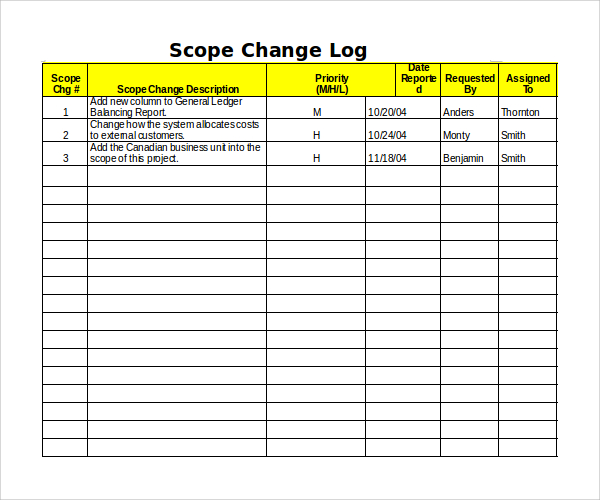 Sample Change Log Template 9+ Free Documents in PDF