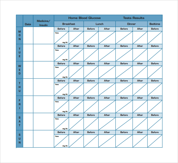 Printable Blood Sugar Log Chart