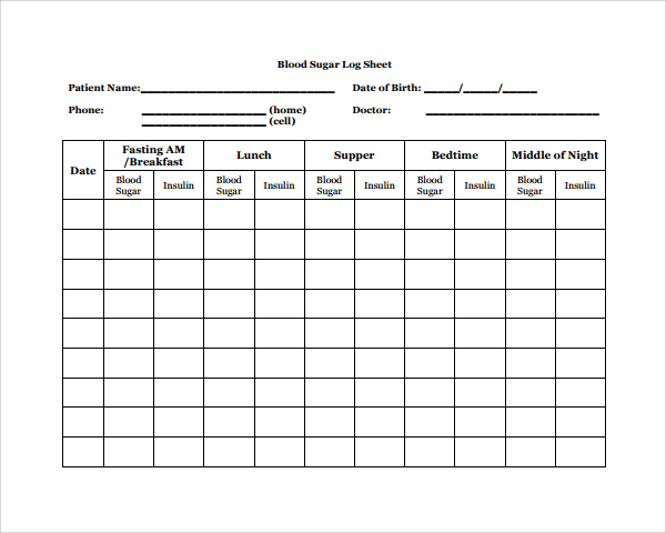 Blood Sugar Chart Template Word