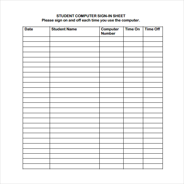 Sample Student Sign In Sheet 6 Free Documents Download In Word PDF