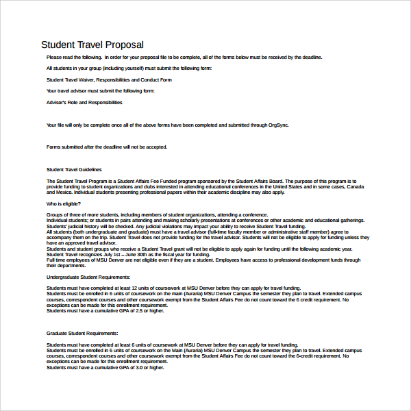 Sample Travel Proposal Template 9  Free Documents in PDF