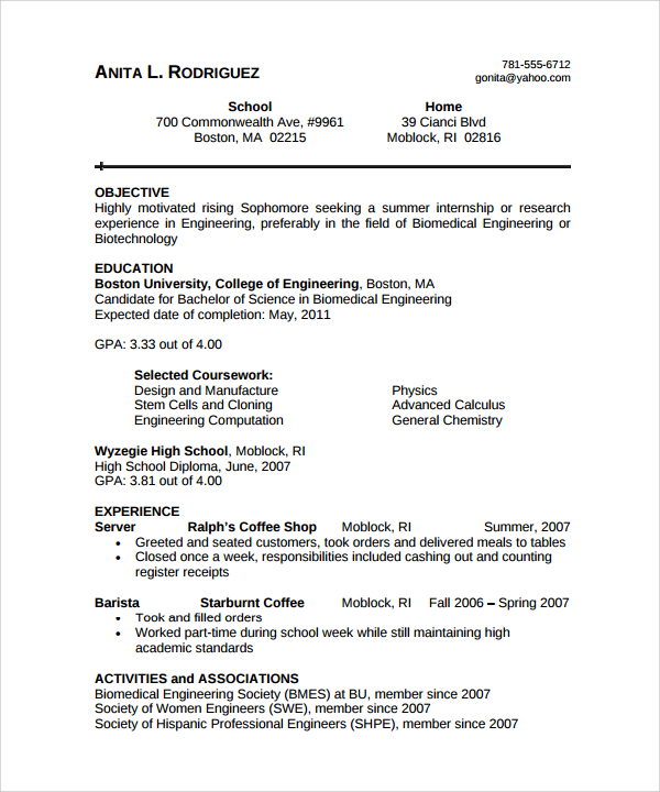 Sample Biomedical Engineer Resume 9+ Free Documents Download in Word, PDF