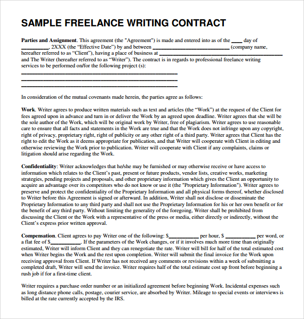 writer services agreement
