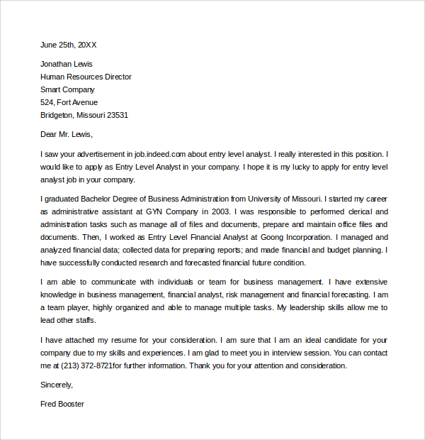 Sample Entry Level Marketing Cover Letter- 7+ Free ...