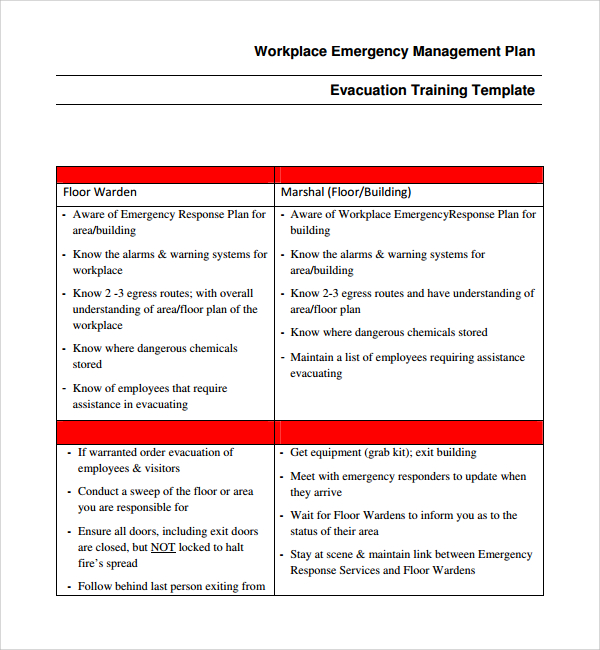 Sample Emergency Response Plan Template 9  Free Documents in PDF Word