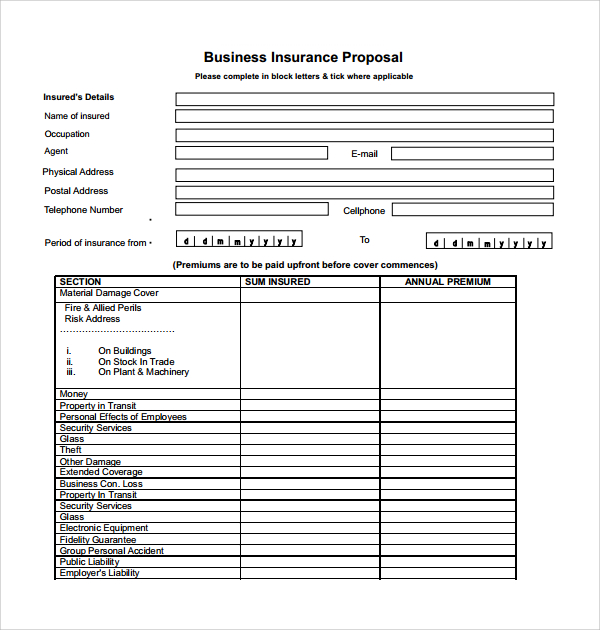Sample Insurance Proposal Template 8+ Free Documents in