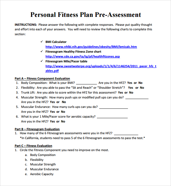 Fitness Program Sample