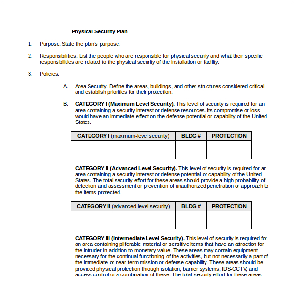 Physical Security Plan Template