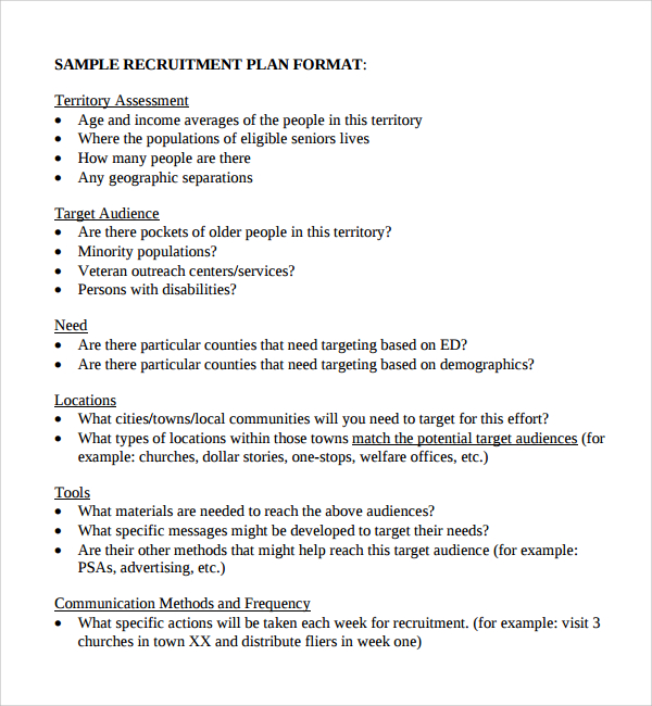 Sample Recruiting Plan Template 9+ Free Documents in PDF, Word