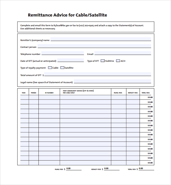 Sample Remittance Template 9+ Free Documents in PDF, Word