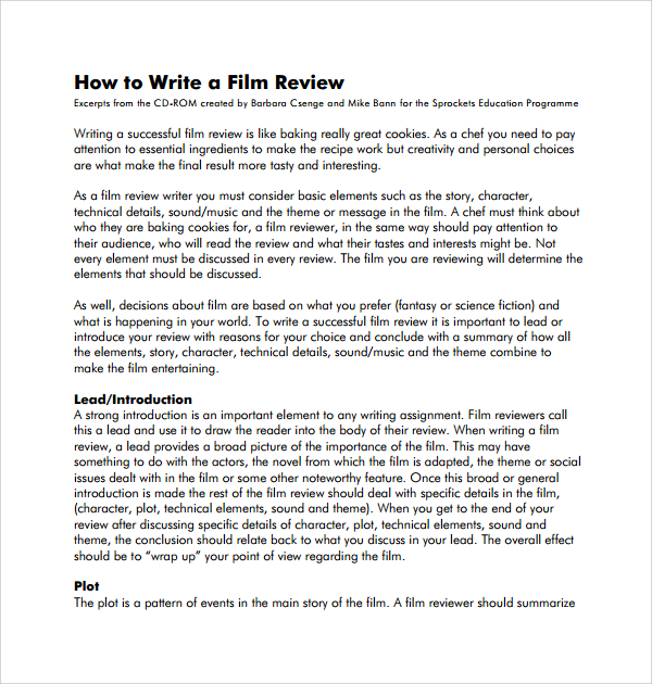 Writing a film review for school