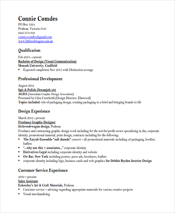 graphic designer resume sample pdf