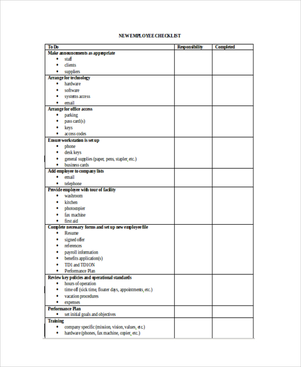 Printable Employee File Checklist Printable Word Searches