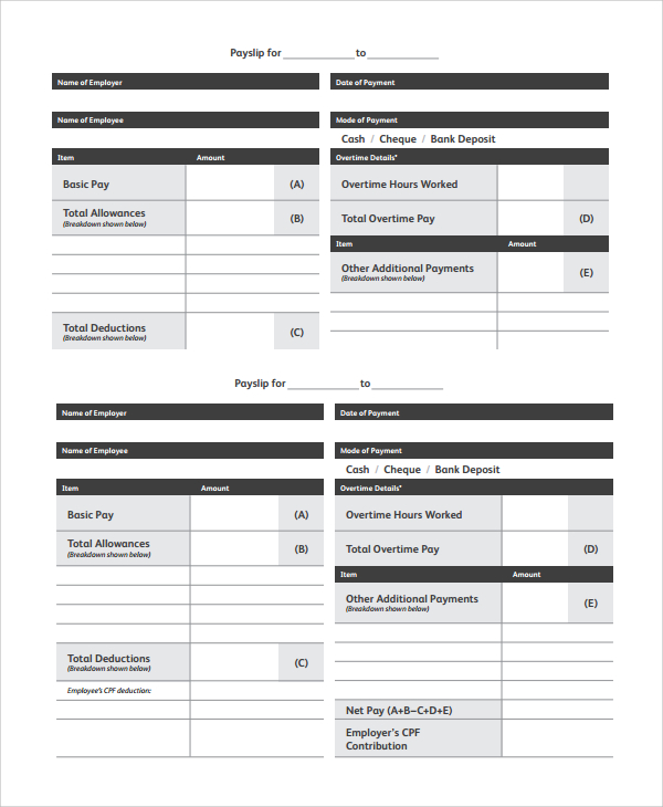Sample Payslip Templates 8+ Free Documents Download in PDF, Word