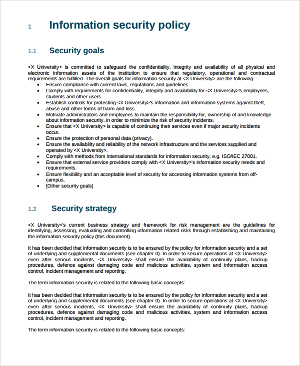 Sample IT Security Policy Template 9+ Free Documents Download in Word