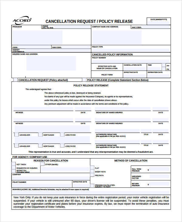 Cancellation Policy Template 8  Free Documents Download in PDF