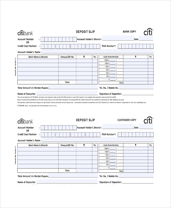 Sample Deposit Slip Template - 8+ Free Documents Download in PDF, Word